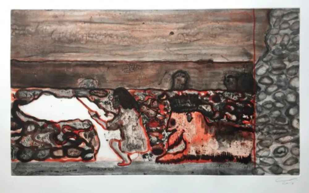 Гравюра Doig - Painting a Cloud on a Wall