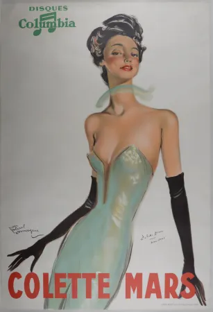Литография Domergue - Colette Mars, Disques Columbia, c. 1936
