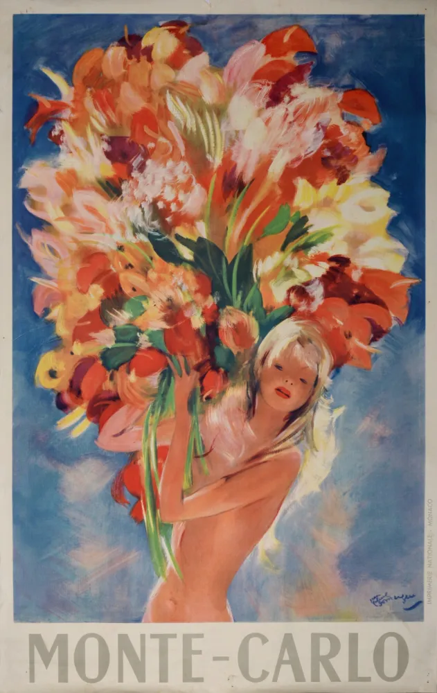 Литография Domergue - Monte-Carlo, c. 1950 - Large!