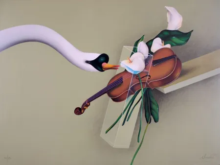 Литография Donadini - Hommage au Cygne de Saint Saens