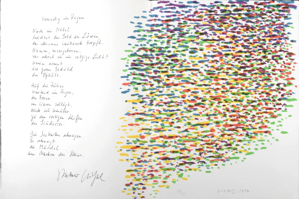 Литография Dorazio - Venedig im Regen, 1974 - Hand-signed