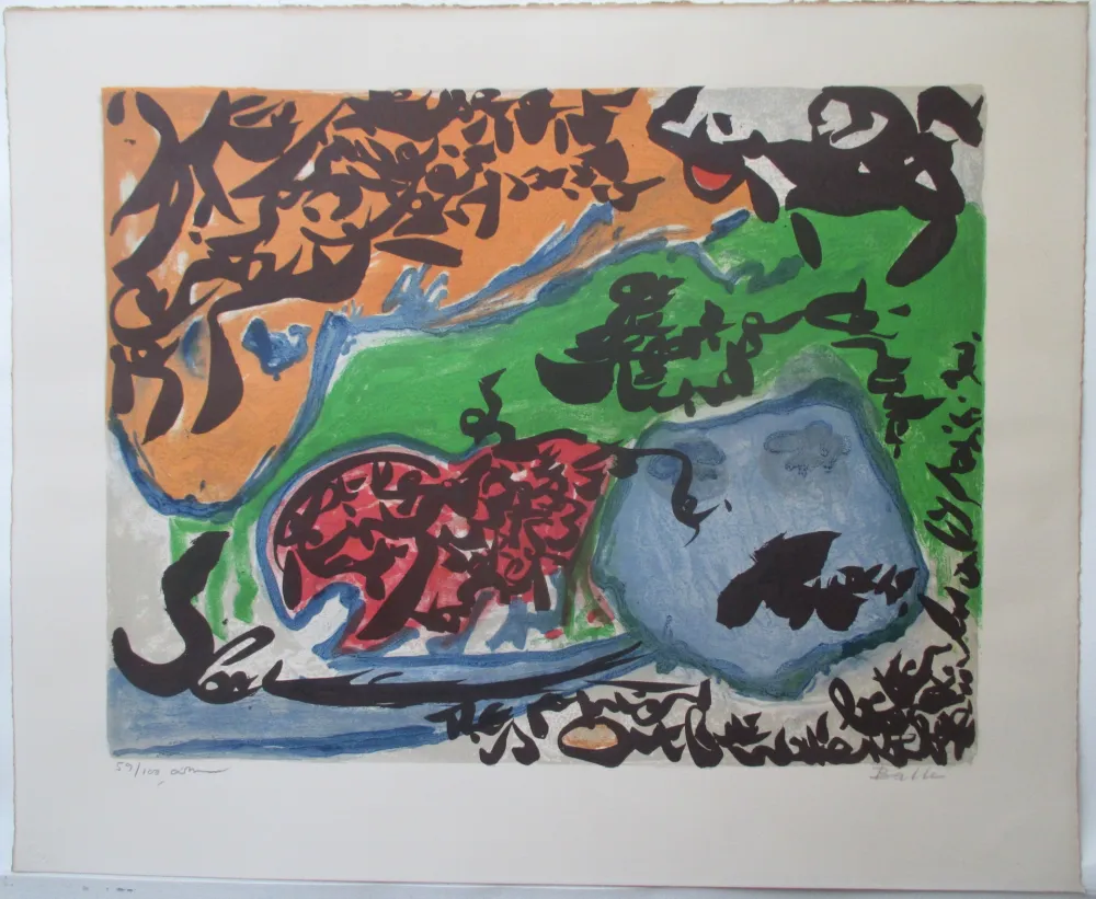 Литография Dotremont - Un match et evant et après