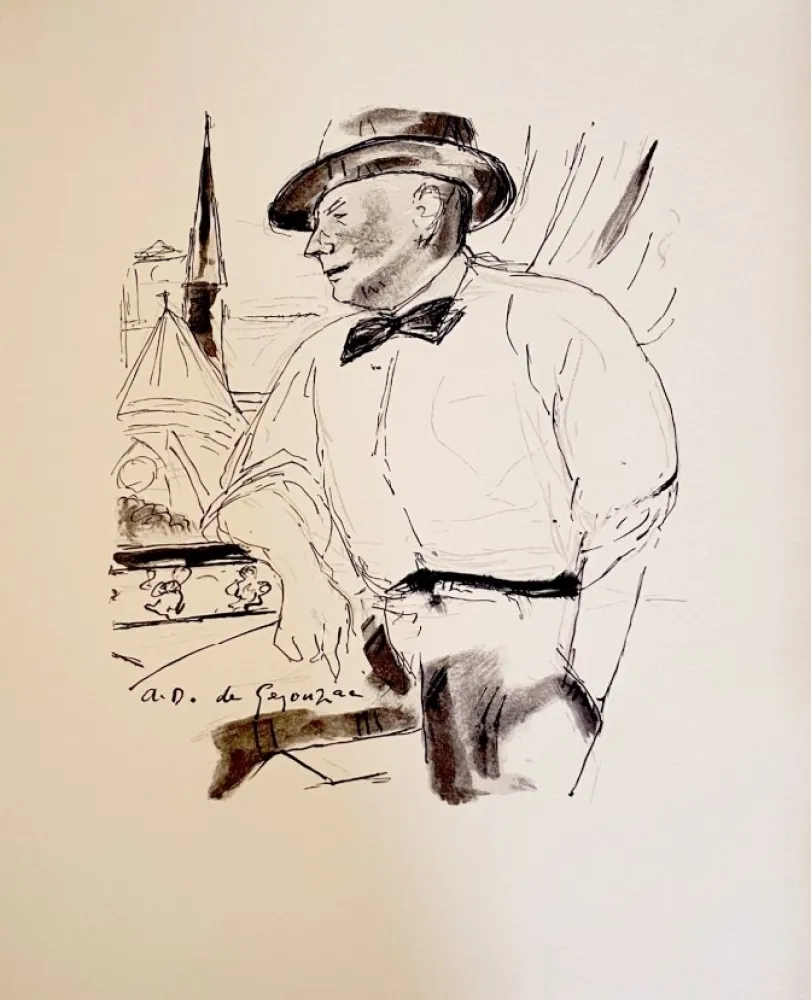 Литография Dunoyer De Segonzac - Dig à sa fenêtre