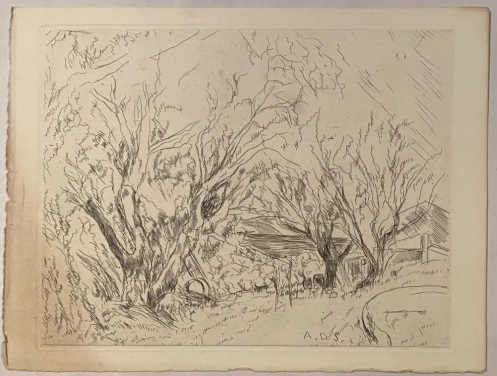 Гравюра Dunoyer De Segonzac - La ferme à l'aire