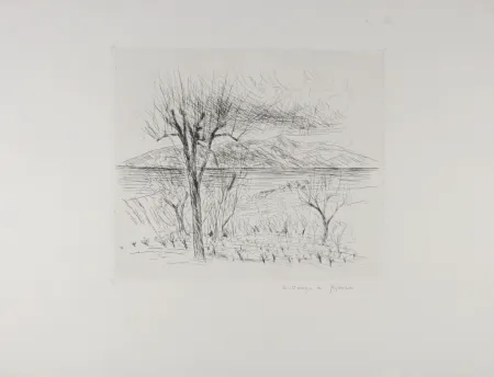 Офорт Dunoyer De Segonzac - Les Vignes, c.1960 - Hand-signed!