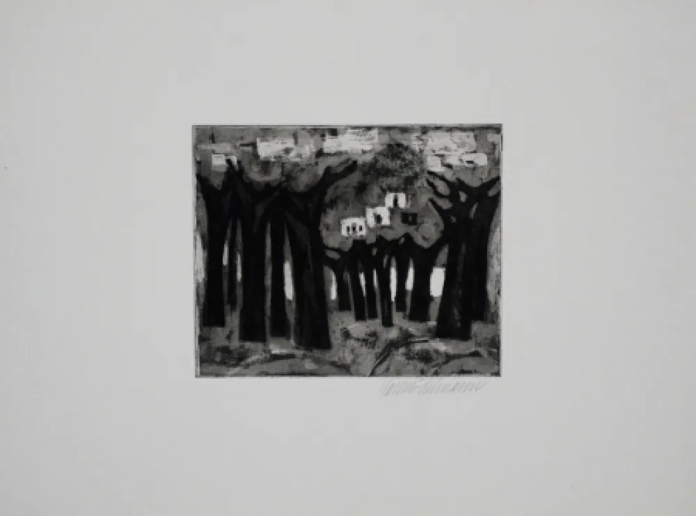 Акватинта Edelmann - Bäume am See