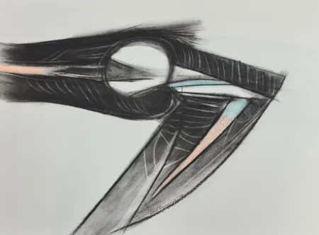 Монотип Enmanuel - Pajaro en negro y azul