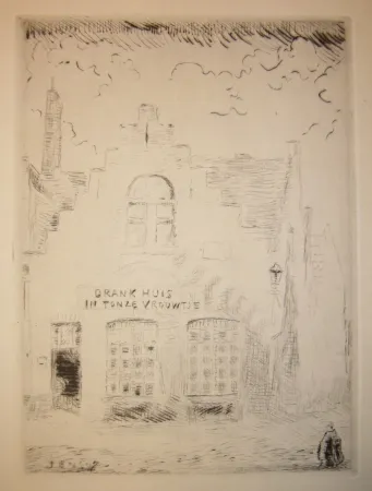 Гравюра Ensor - Drank huis in tonze vrouwtje 