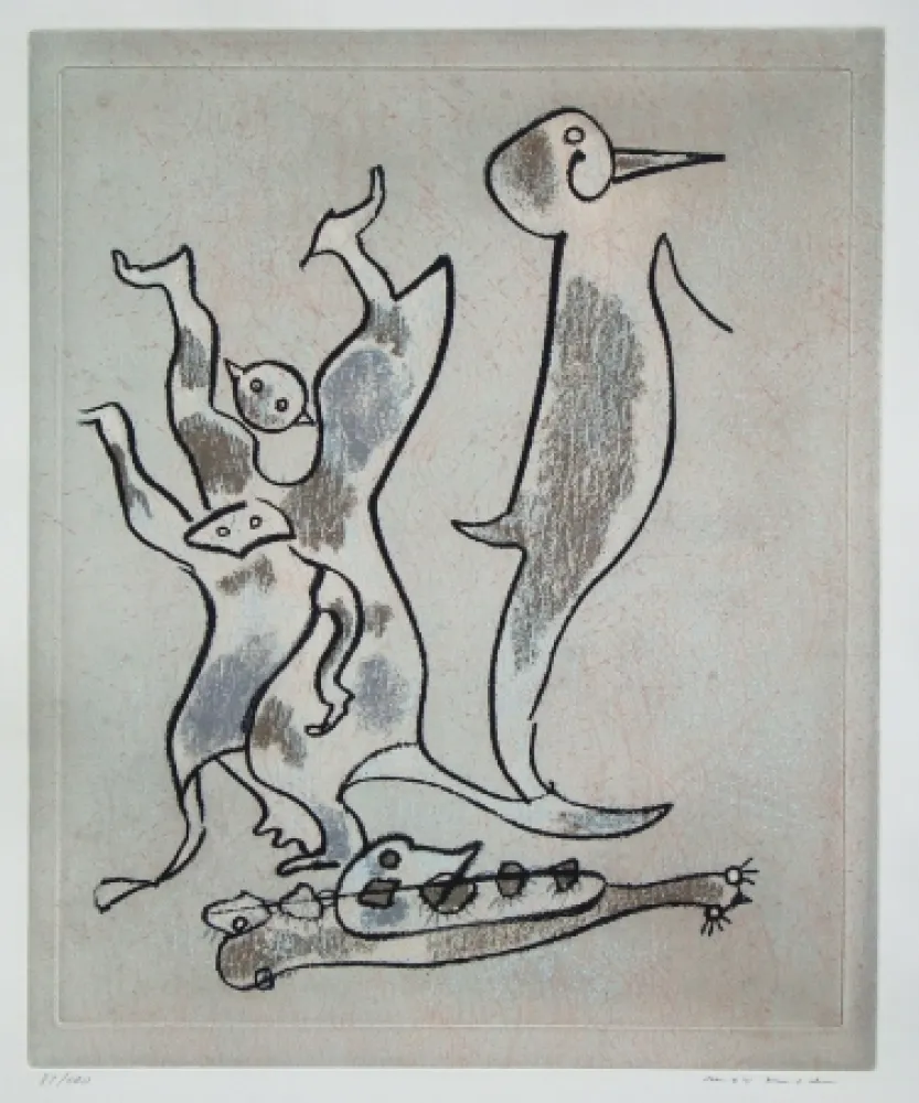 Офорт И Аквитанта Ernst - Entre chiens et loups