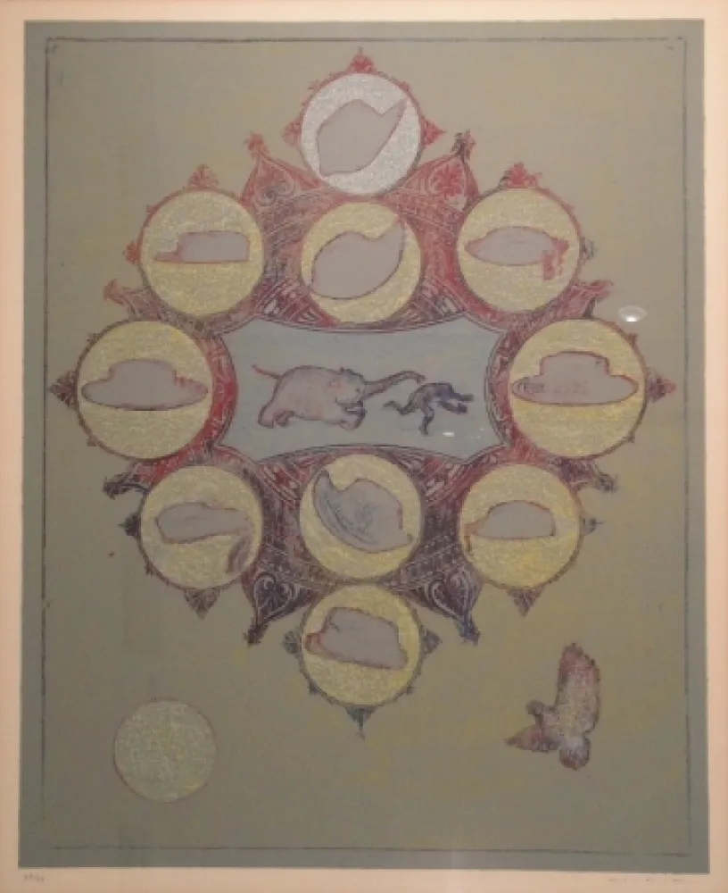 Литография Ernst - Le singe poursuivi par un éléphant pour un vol de chapeau