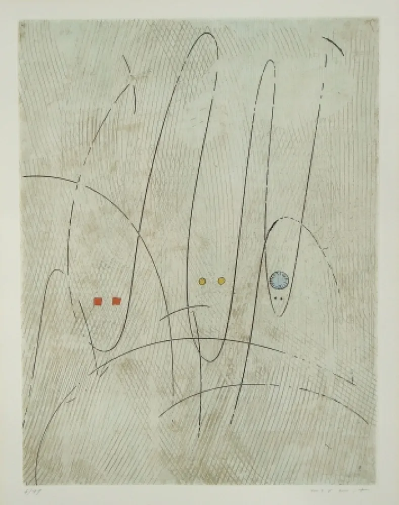 Офорт И Аквитанта Ernst - Les Requins ou Trois requins en quête d'une victime