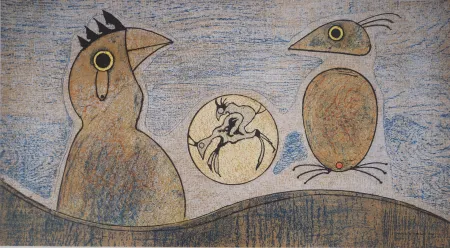 Литография Ernst - Rêve surréaliste : les coqs