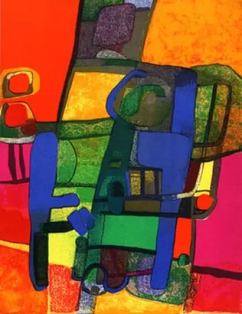 Литография Esteve - Composition rouge