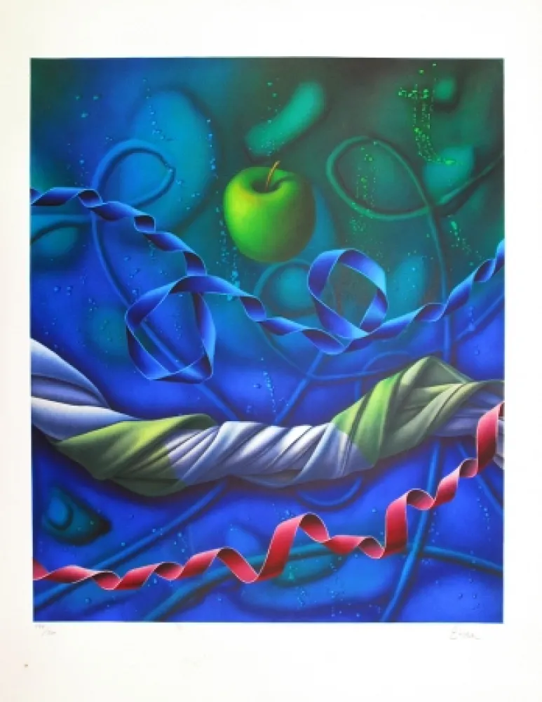 Литография Etien' - Pomme dans l'espace / Apple in Space
