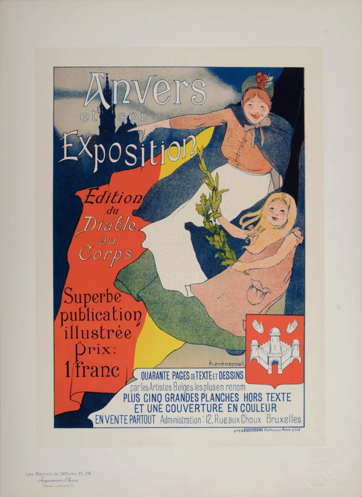 Литография Evenepoel - Les Maîtres de l'Affiche : Anvers et son exposition, 1897
