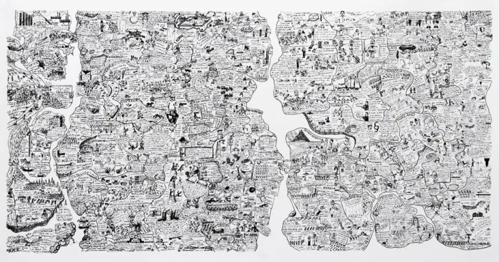 Сериграфия Fahlström - Sketch for World Map from the Peace Portfolio