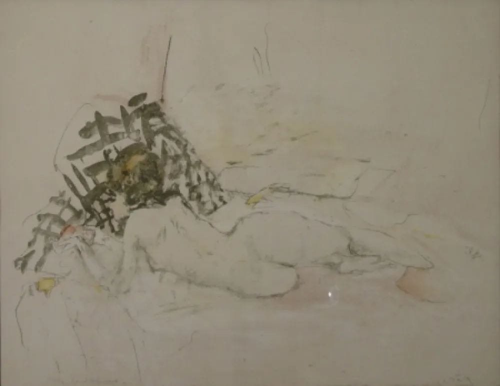 Литография Falk - (Liegender Akt