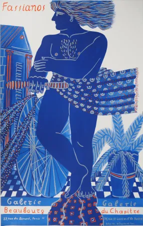 Литография Fassianos - Cycliste dans le vent