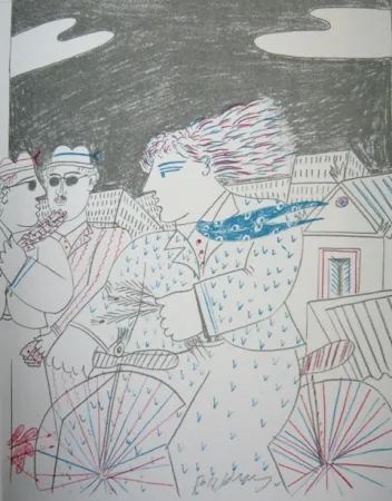 Литография Fassianos - Homme bleu