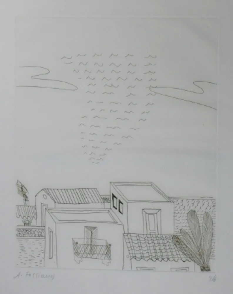 Гравюра Сухой Иглой Fassianos - Paysage 