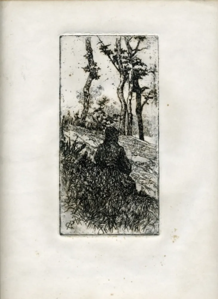 Гравюра Fattori - CONTADINA TOSCANA SEDUTA (Tuscan Peasant Woman Sitting) 