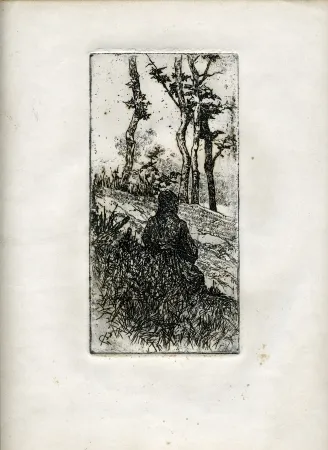 Гравюра Fattori - CONTADINA TOSCANA SEDUTA (Tuscan Peasant Woman Sitting) 