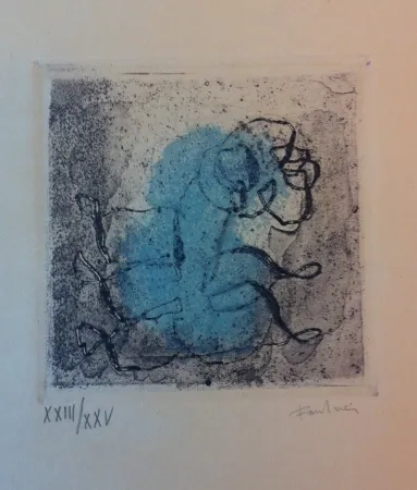 Офорт И Аквитанта Fautrier - Petit paysage vert et violet