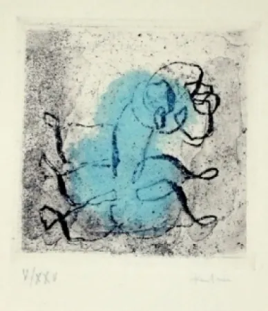 Офорт И Аквитанта Fautrier - Petit paysage vert et violet