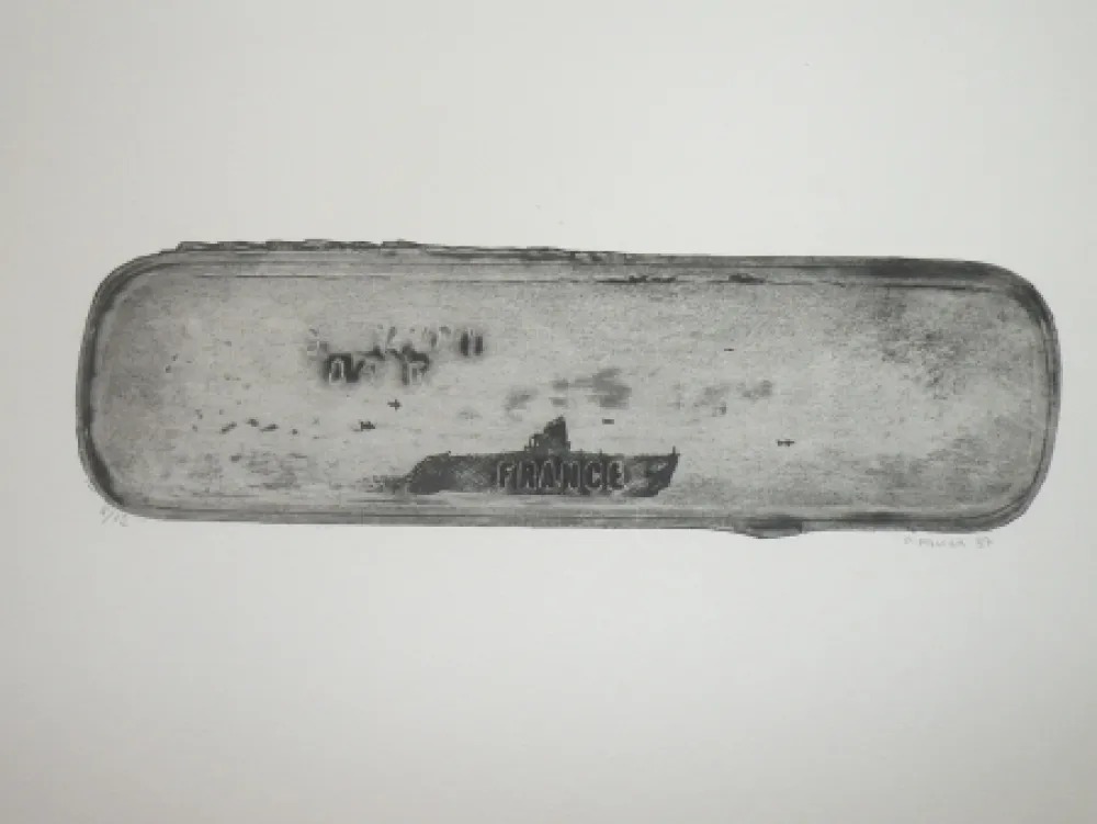 Офорт Favier - Le sous marin France