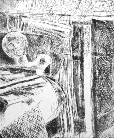 Офорт Fazzini - Nello studio