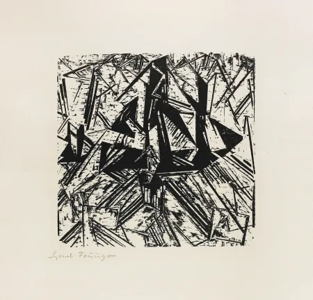 Гравюра На Дереве Feininger - Barke und Brigg auf See (Segler)