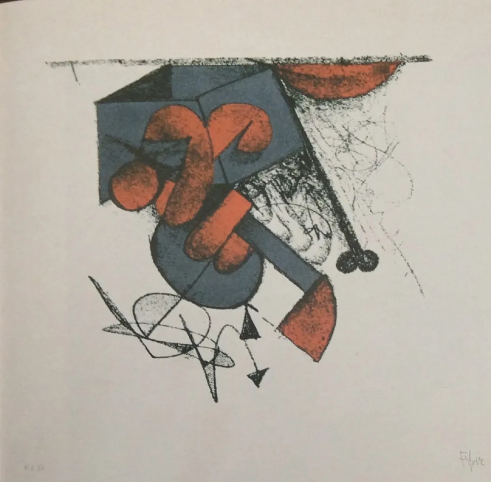 Сериграфия Felguerez - Sculpture sur fond blanc 