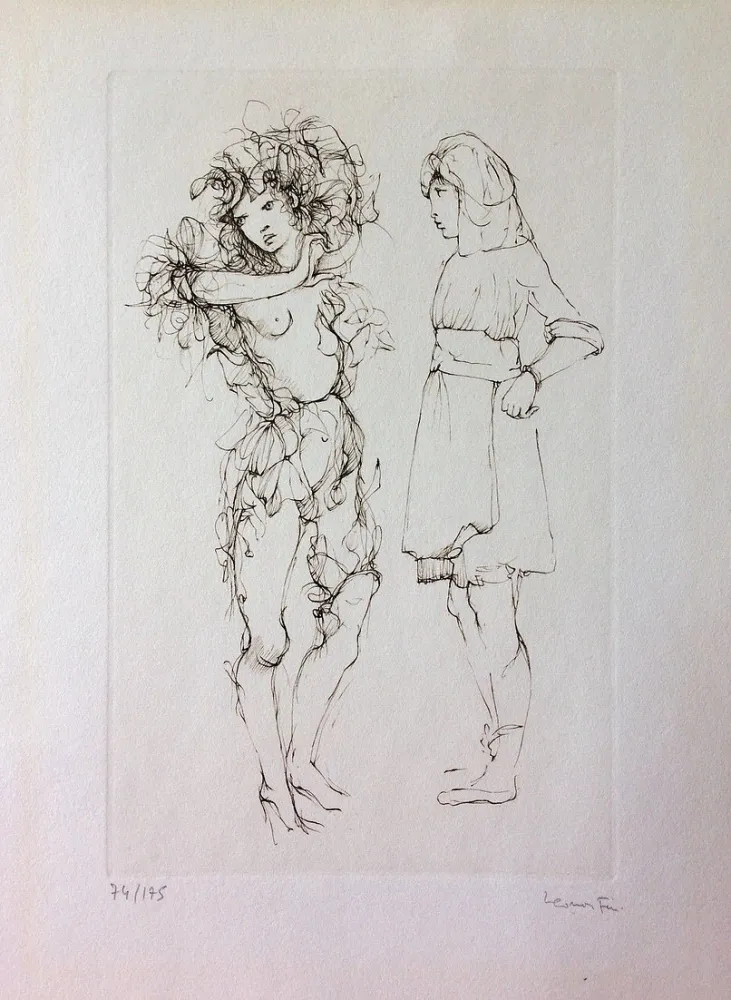 Офорт Fini - Deux personnages. Eau-forte. Signé.