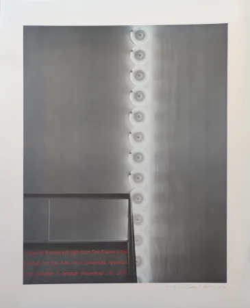 Сериграфия Flavin - “cornered fl uorescent light from Dan Flavin in the institute for the Arts, Rice University,  Houston, from October 5 through November 26, 1972