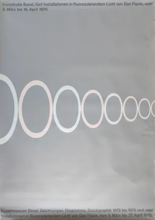 Сериграфия Flavin -  Kunsthalle Basel, fünf Installationen in fluoreszierendem Licht von Dan Flavin. 8. März bis 16. April 1975. 