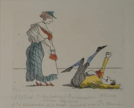 Офорт Flora - Merkwürdiges Balzverhalten eines Älplers