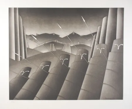 Офорт И Аквитанта Folon - La Menace I