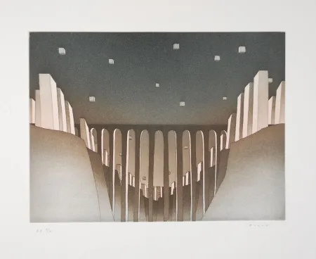 Офорт И Аквитанта Folon - Le viaduc