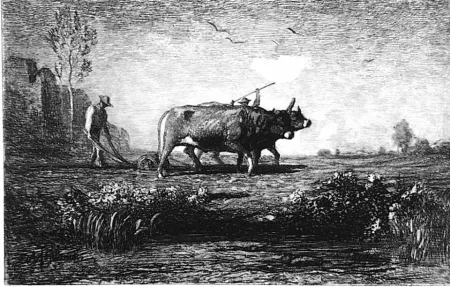 Офорт Fontanesi - Il lavoro. Seconda versione