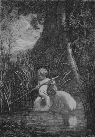 Офорт Fontanesi - La pesca