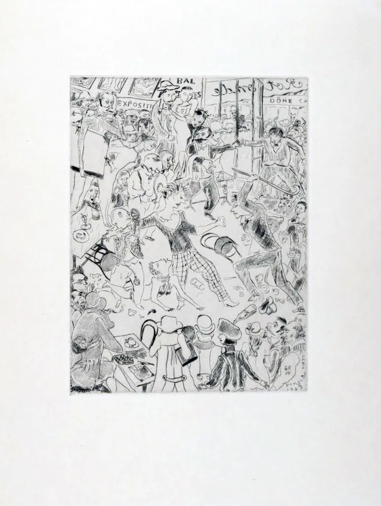 Офорт Foujita - À LA ROTONDE. Tableaux de Paris 1927. Gravure originale.