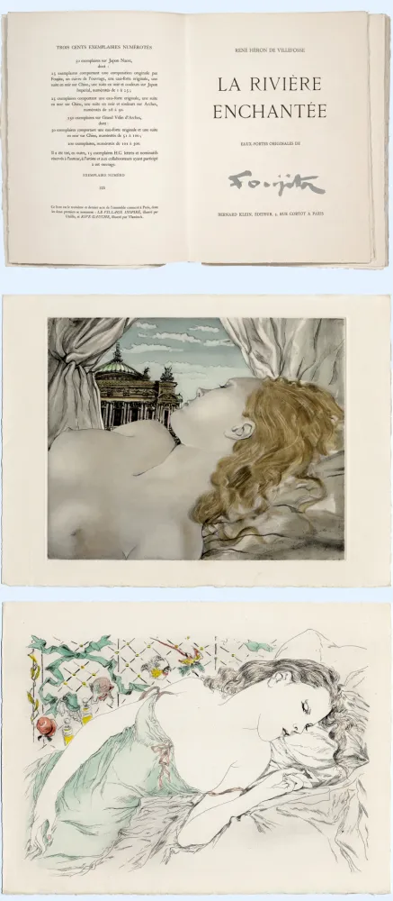 Иллюстрированная Книга Foujita - H. de Villefosse. LA RIVIÈRE ENCHANTÉE. 27 eaux-fortes originales (1951)