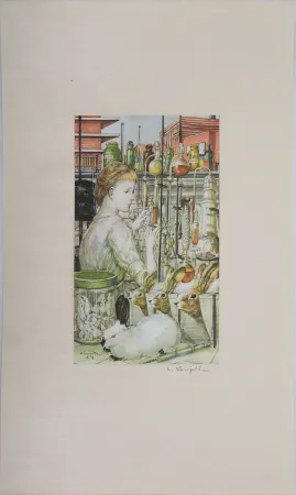 Гравюра Foujita - La laborantine