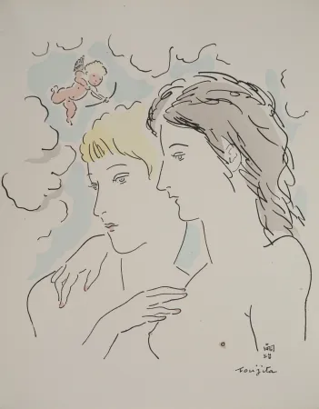 Гравюра Foujita - Les amantes