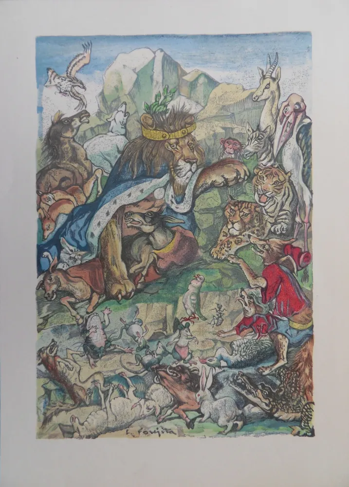 Гравюра На Дереве Foujita - Les animaux malades de la peste