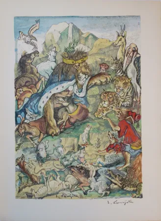 Гравюра Foujita - Les animaux malades de la peste