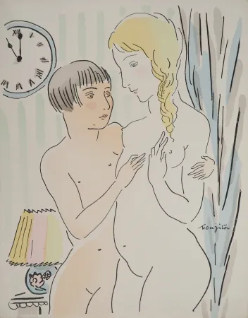 Гравюра Foujita - Les jeunes filles intimidées