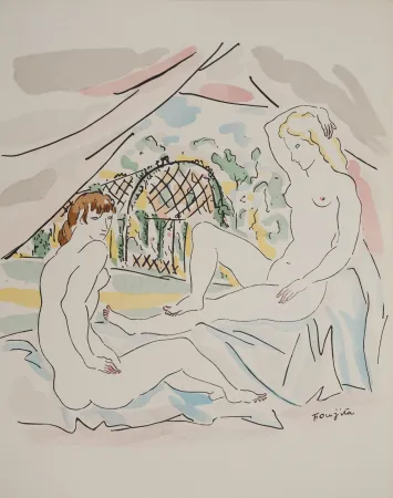 Гравюра Foujita - Nu à la campagne