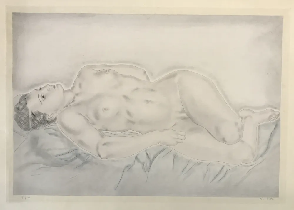 Офорт И Аквитанта Foujita - Reclining Nude (From Femmes)