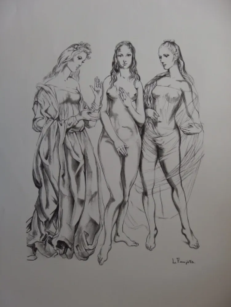 Литография Foujita - The Three Graces